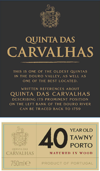 TABC label artwork for Quinta Das Carvalhas 40-Year-Old Tawny Porto