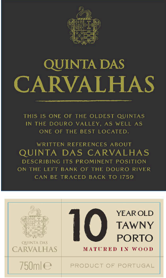 TABC label artwork for Quinta das Carvalhas 10-Year-Old Tawny Porto