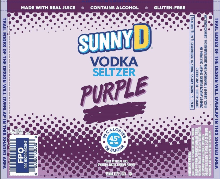 TABC label artwork for SunnyD Vodka Seltzer Purple