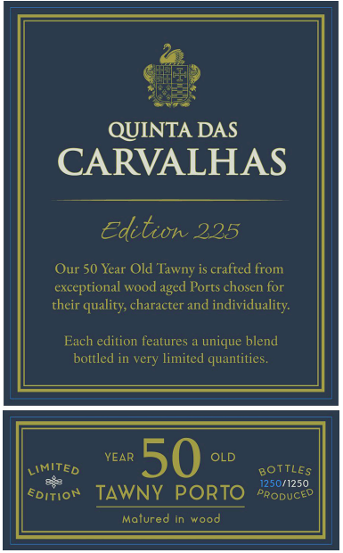 TABC label artwork for Quinta das Carvalhas 50-Year-Old Tawny Port