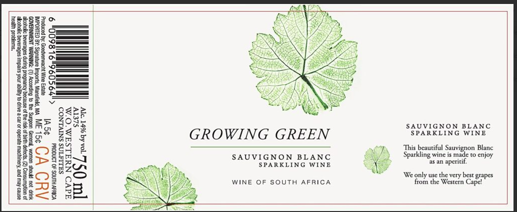 TABC label artwork for Growing Green Sparkling Sauvignon Blanc