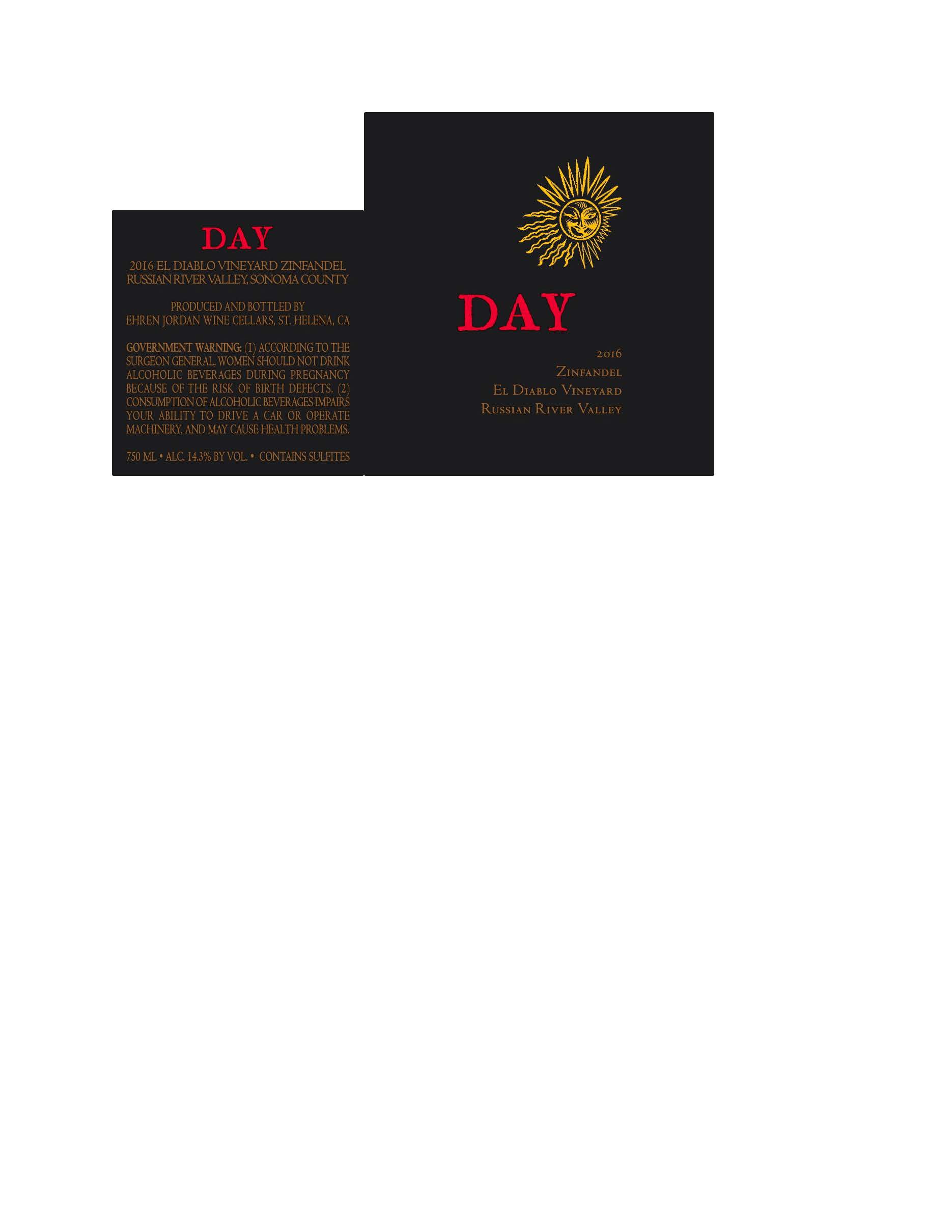 TABC label artwork for Day El Diablo Zinfandel