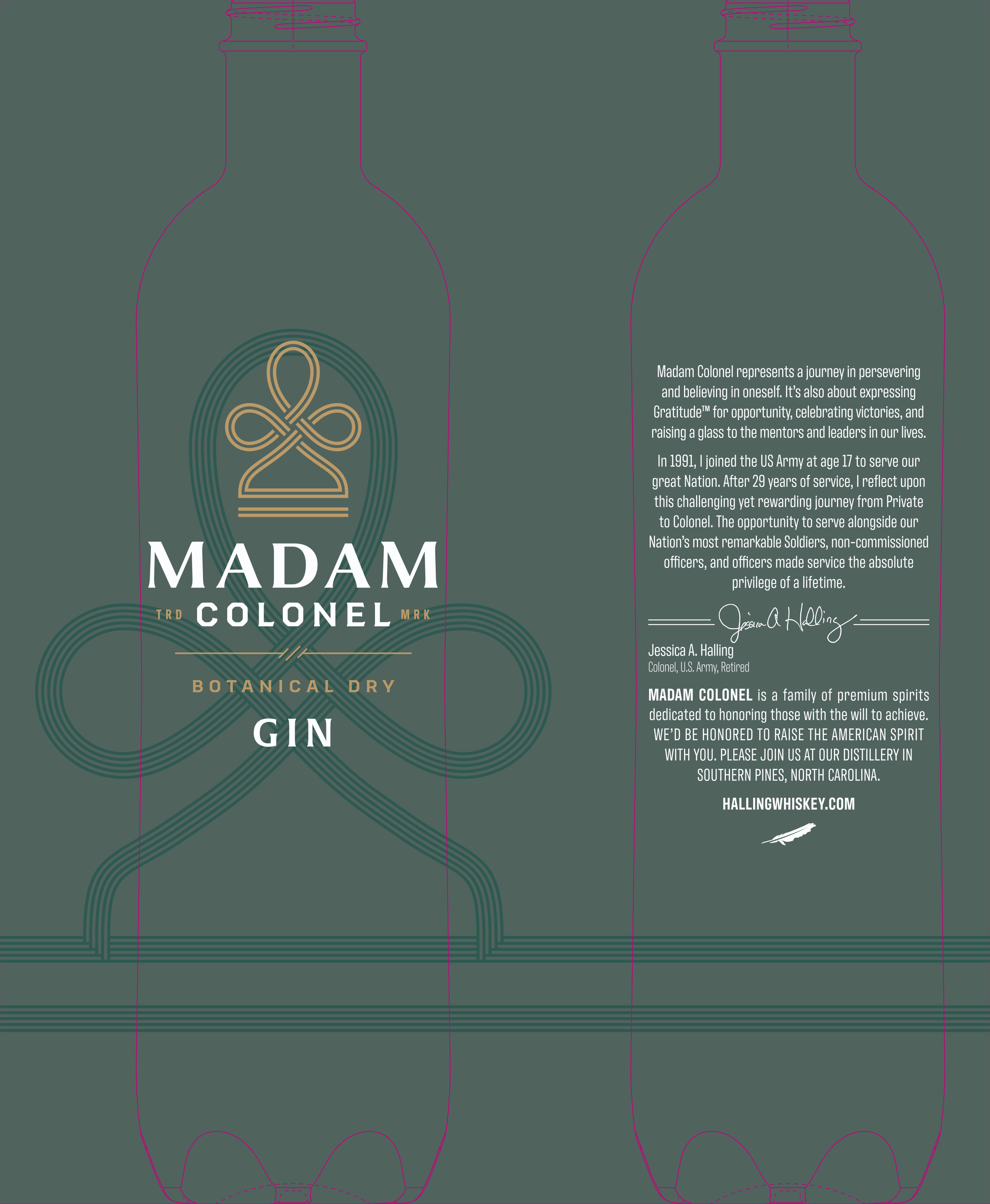 TABC label artwork for Madam Colonel Gin