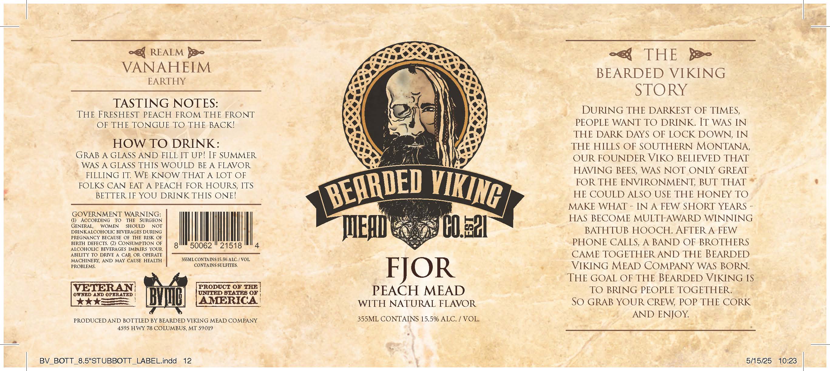 TABC label artwork for BEARDED VIKING MEAD CO. FJOR PEACH MEAD