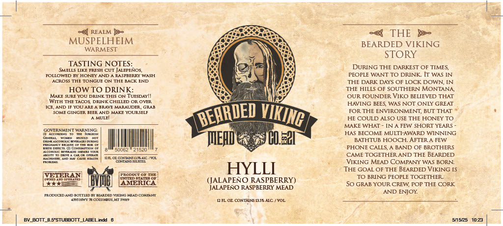 TABC label artwork for BEARDED VIKING MEAD COMPANY HYLLI (JALAPENO RASPBERRY MEAD)