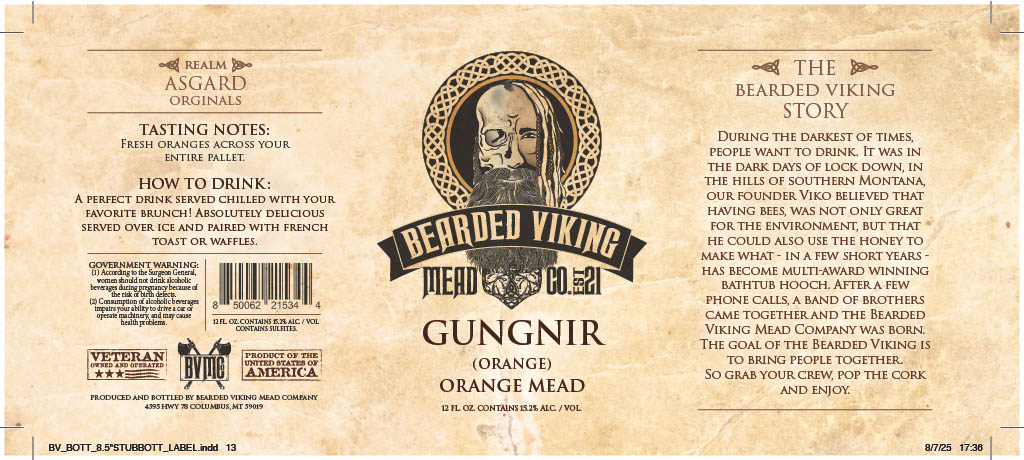TABC label artwork for BEARDED VIKING MEAD COMPANY GUNGRIR(ORANGE)