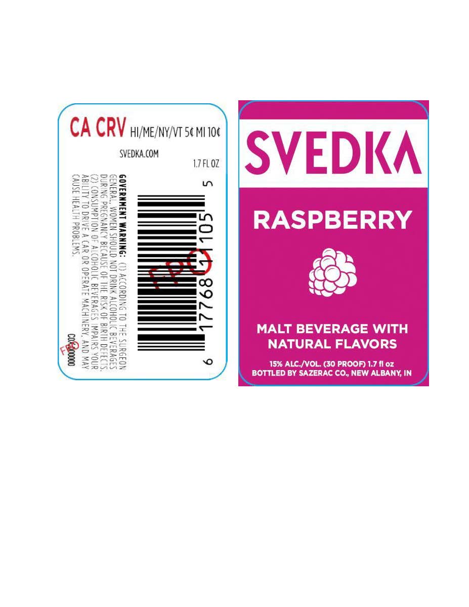 TABC label artwork for Svedka Raspberry Malt Beverage 1.7oz
