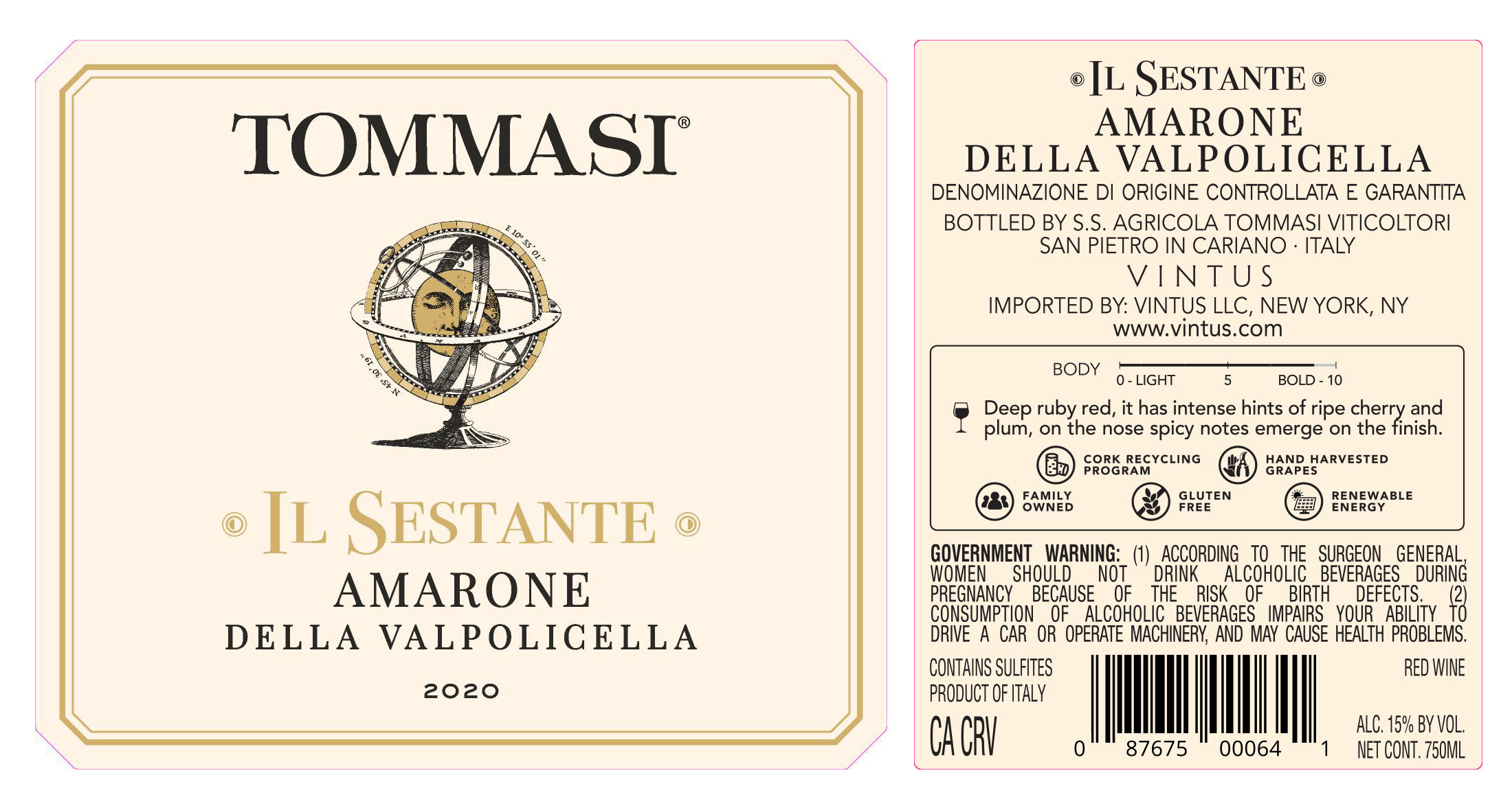 TABC label artwork for IL SESTANTE AMARONE DELLA VALPOLICELLA