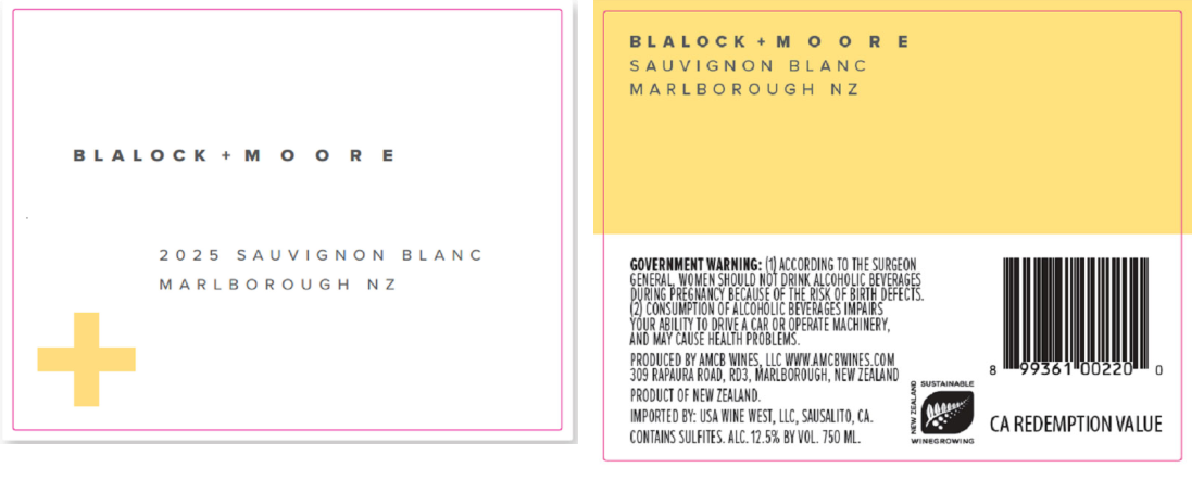 TABC label artwork for Blalock + Moore Sauvignon Blanc Marlborough