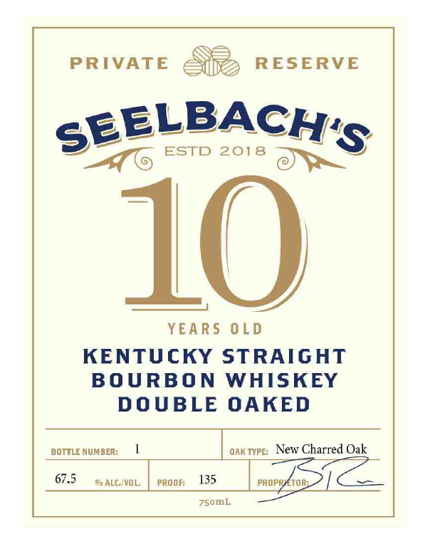 TABC label artwork for Seelbach's Private Reserve, 10 Year Double Oaked