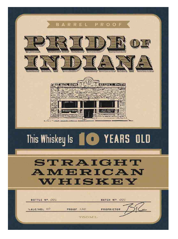 TABC label artwork for Pride of Indiana Straight American Whiskey