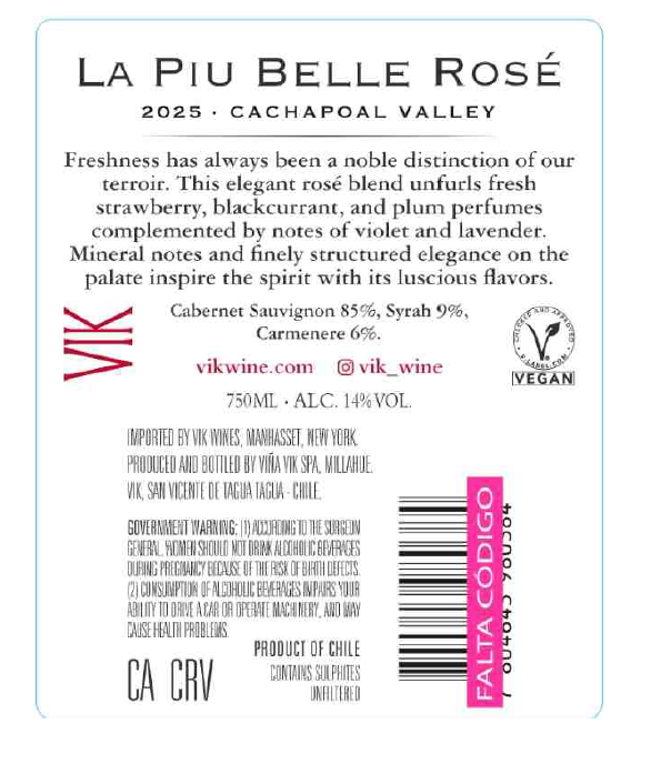 TABC label artwork for La Piu Belle Rose