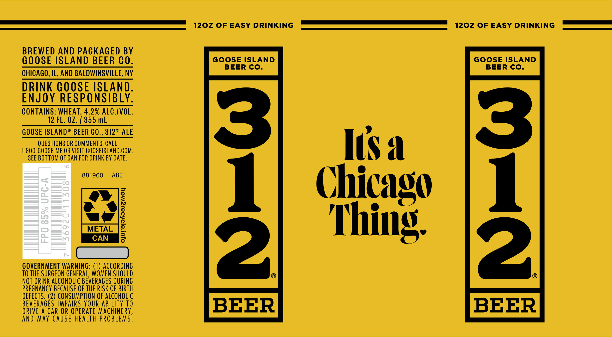TABC label artwork for GOOSE ISLAND 2026 312 REVISED 12 OZ. CAN