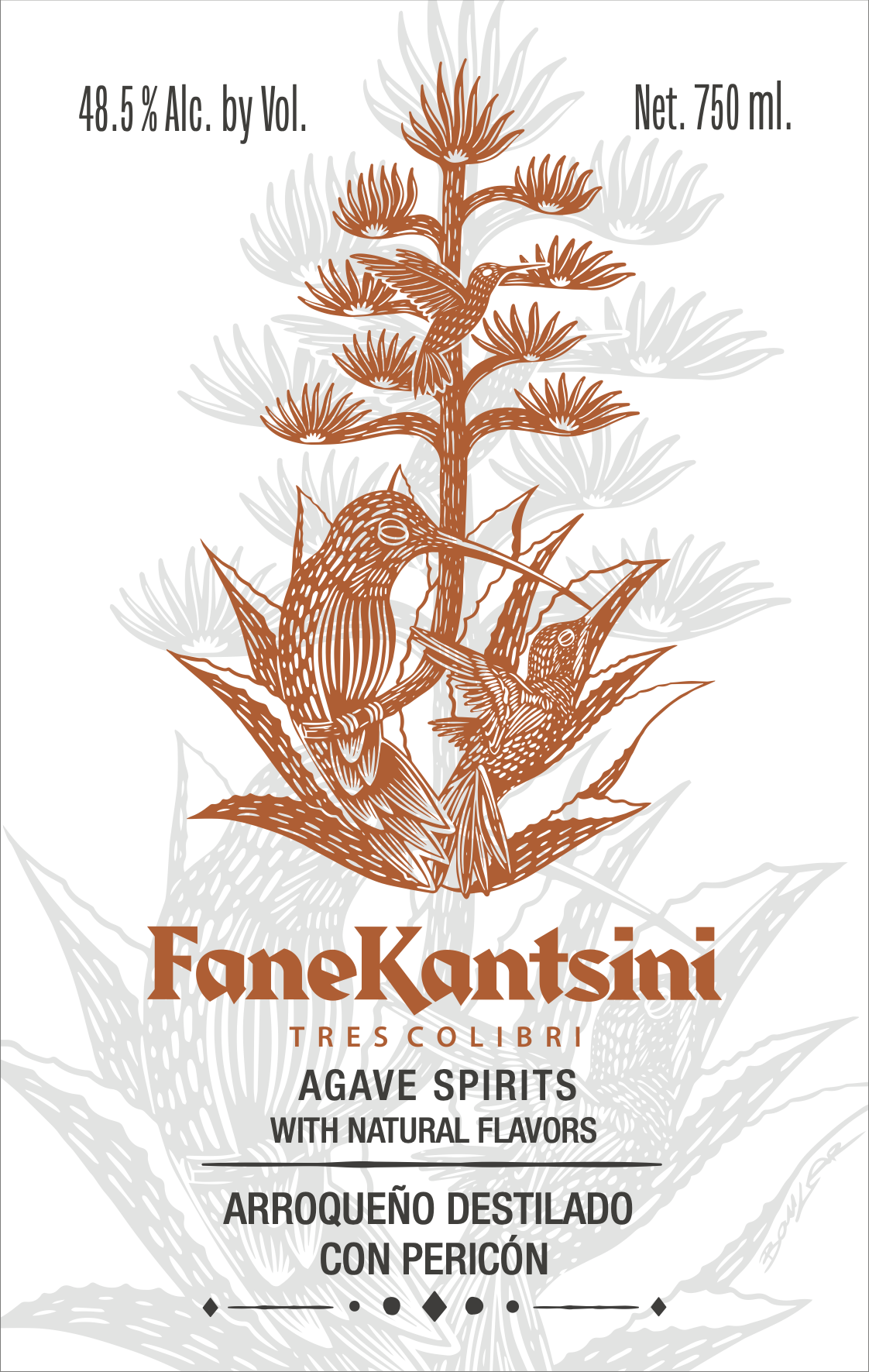 TABC label artwork for FANEKANTSINI ARROQUEÑO DESTILADO CON PERICÓN