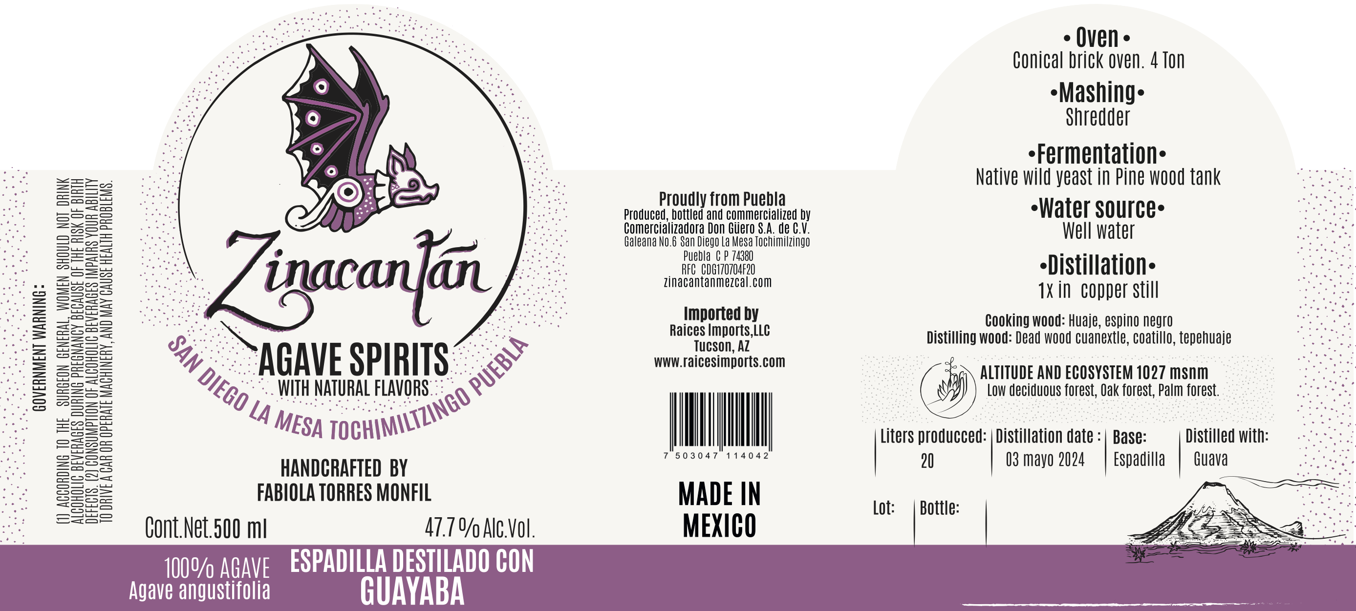 TABC label artwork for Zinacantan Espadilla with Guava
