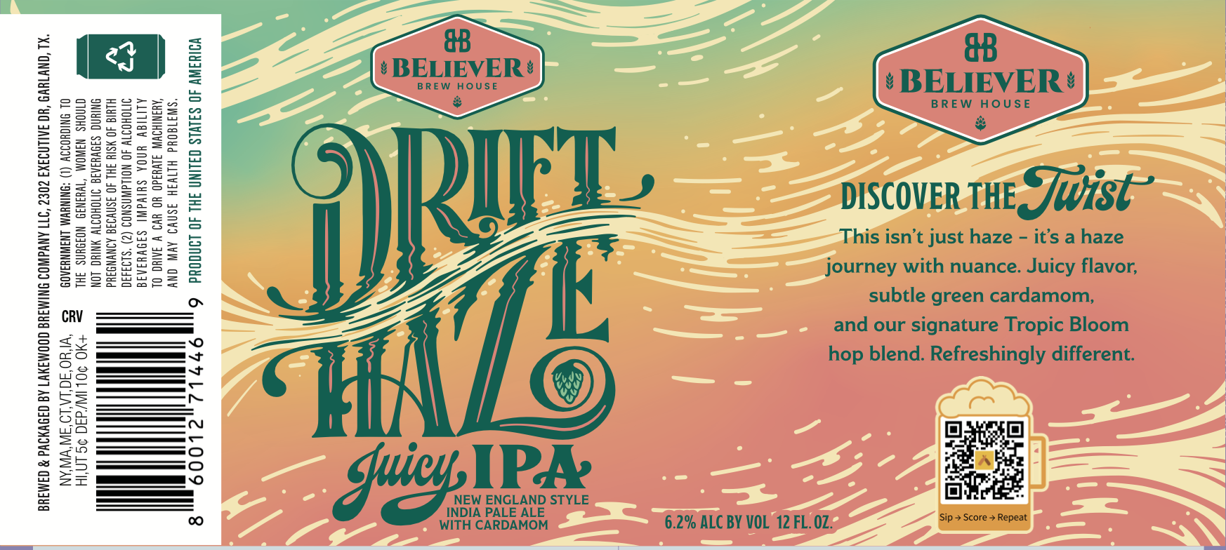TABC label artwork for DRIFT HAZE