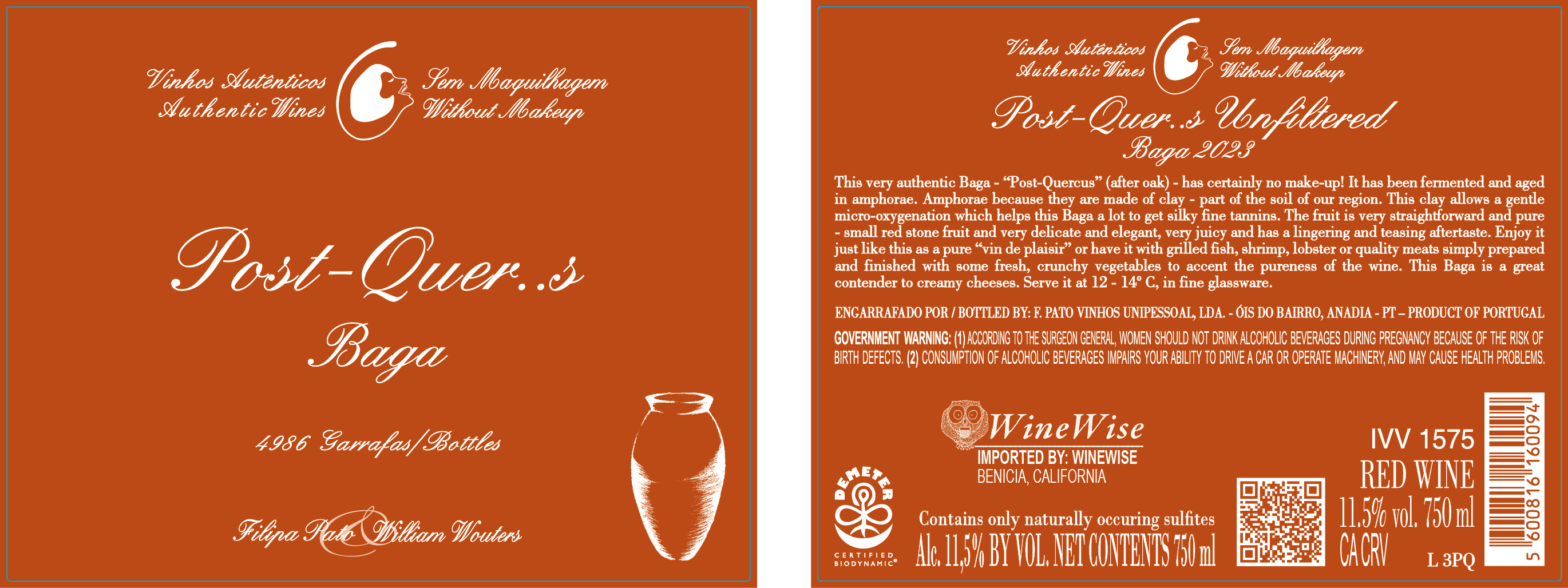 TABC label artwork for FILLIPA PATO POST-QUERCUS