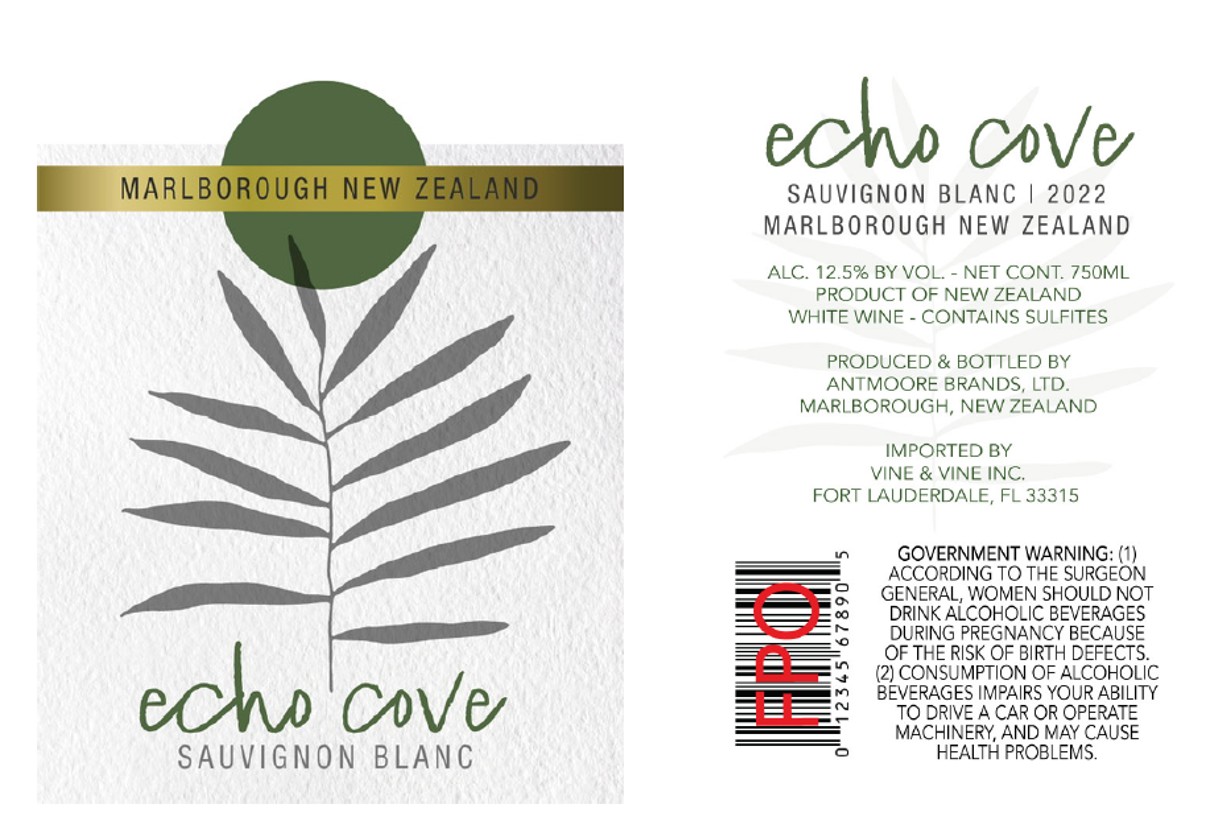 TABC label artwork for ECHO COVE SAUVIGNON BLANC