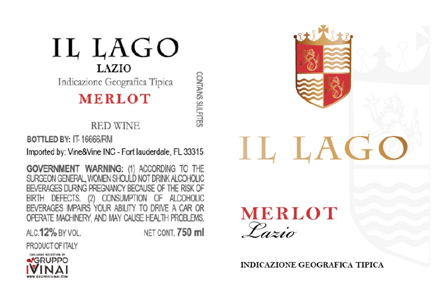 TABC label artwork for IL LAGO MERLOT