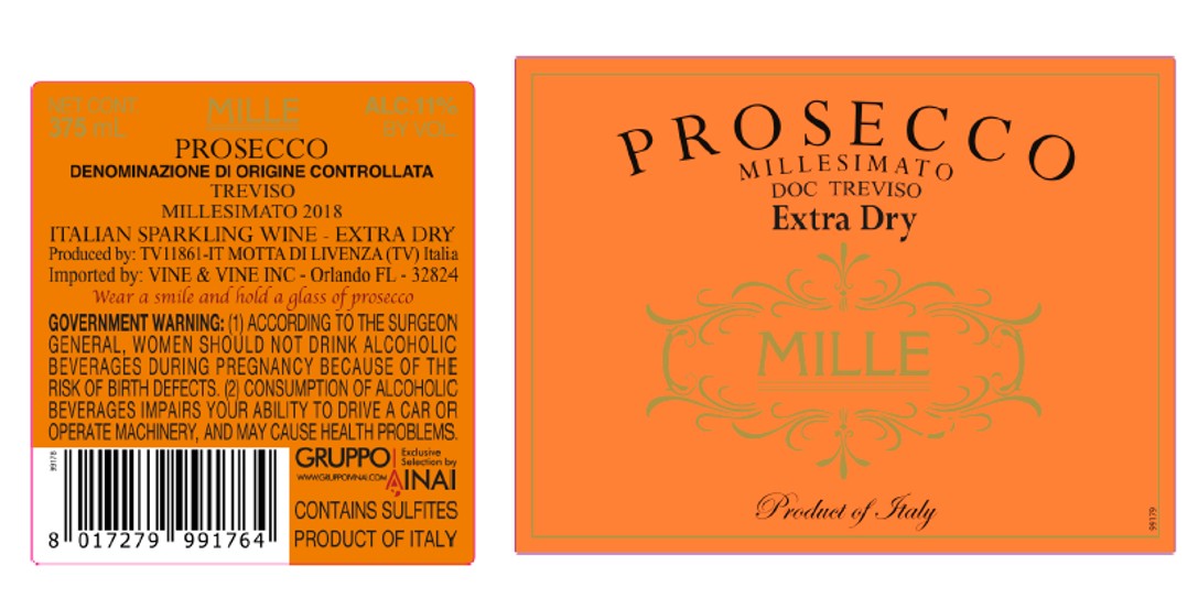 TABC label artwork for MILLE PROSECCO