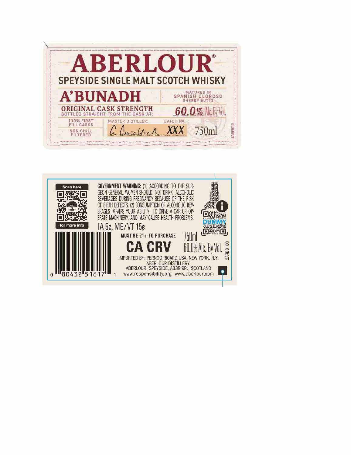 TABC label artwork for Aberlour A'Bunadh Scotch Whisky