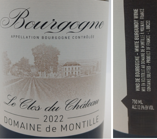 TABC label artwork for DOMAINE DE MONTILLE LE CLOS DU CHATEAU
