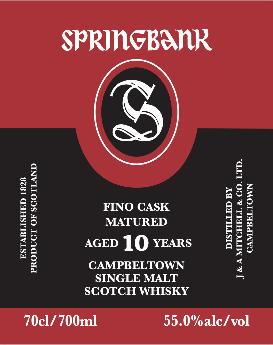 TABC label artwork for Springbank 10 Yr Sherry Fino