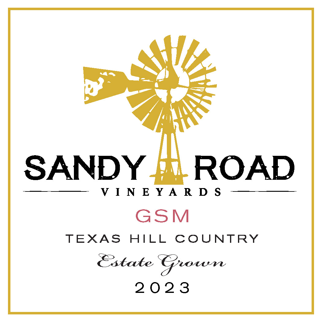 TABC label artwork for Sandy Road Vineyards GSM Texas Hill Country