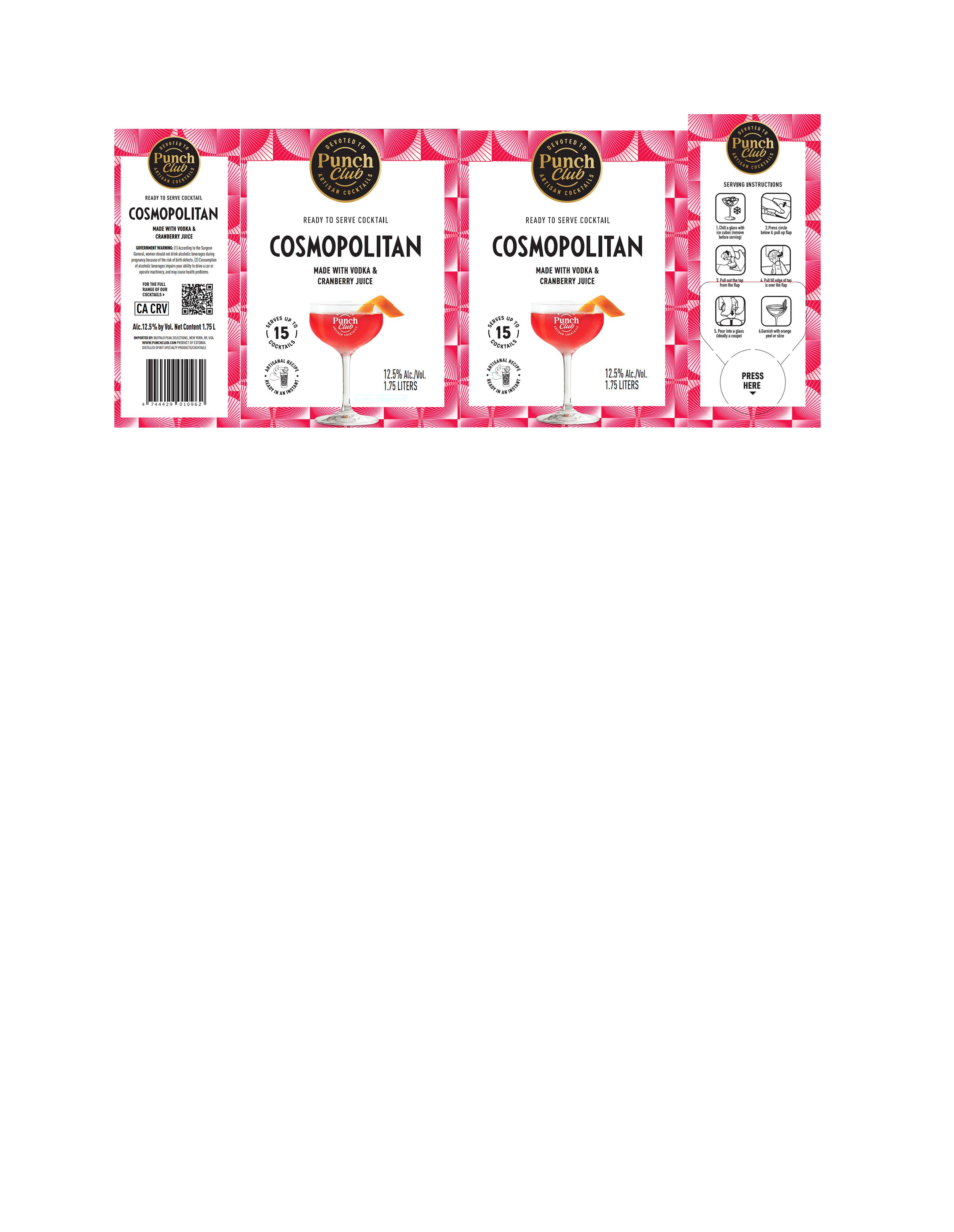 TABC label artwork for Punch Club Cosmopolitan