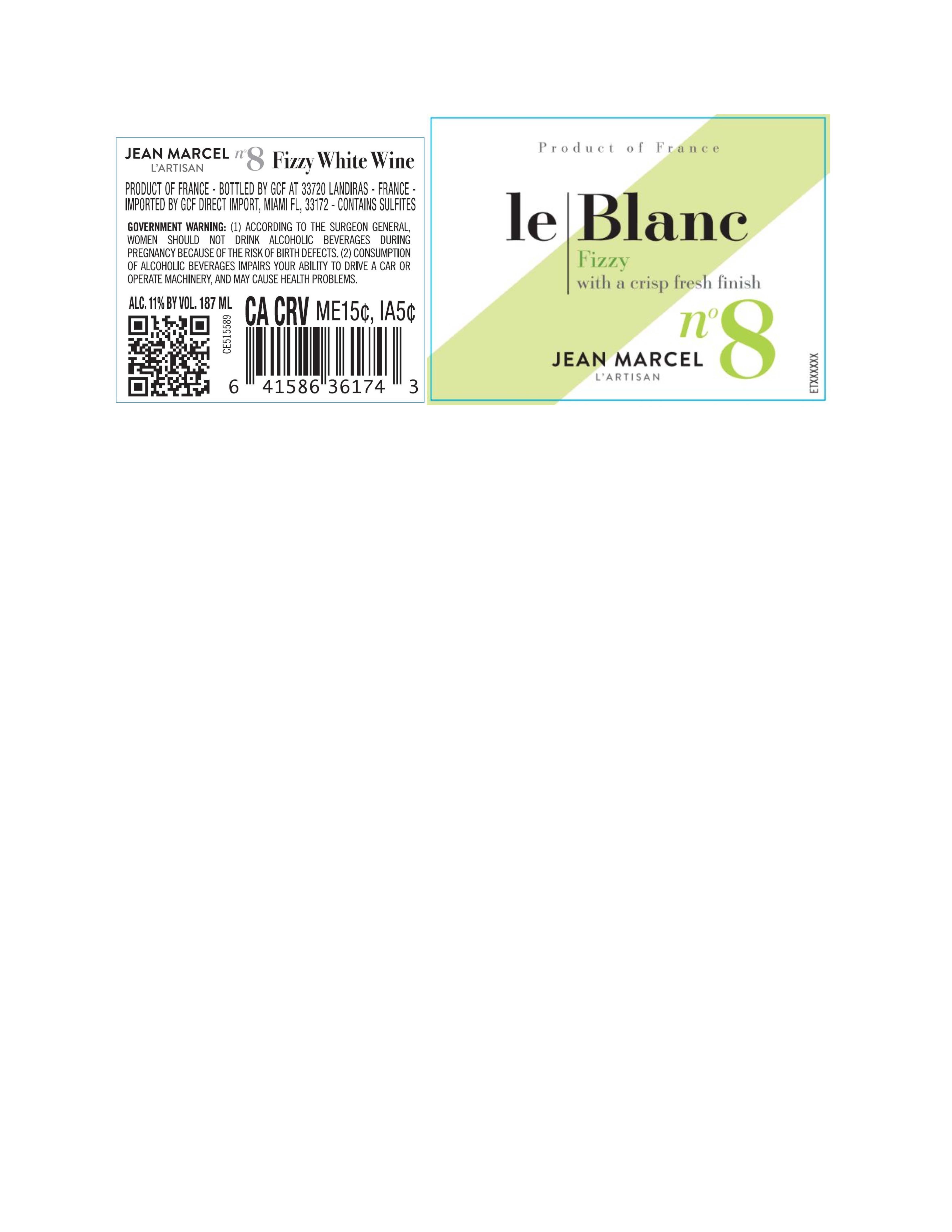 TABC label artwork for Jean Marcel l'Artisan le Blanc Fizzy