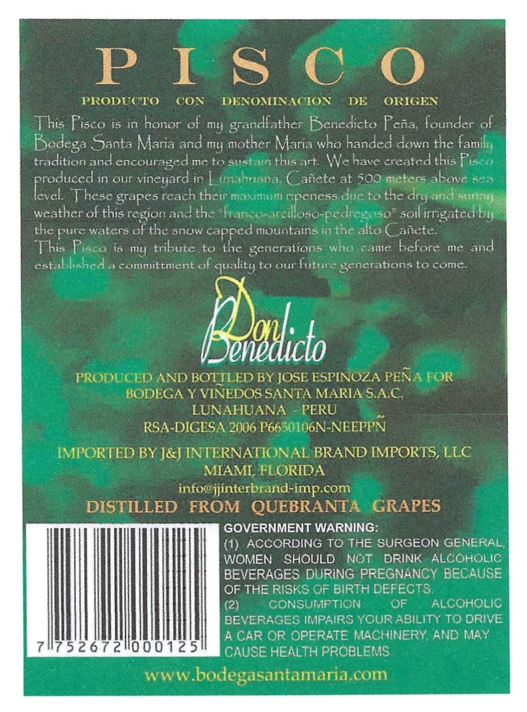TABC label artwork for DON BENEDICTO QUEBRANTA