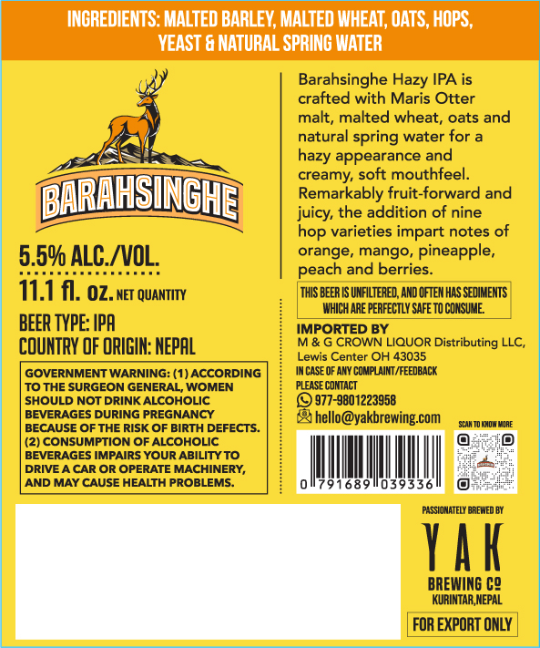 TABC label artwork for BARAHSINGHE HAZY IPA