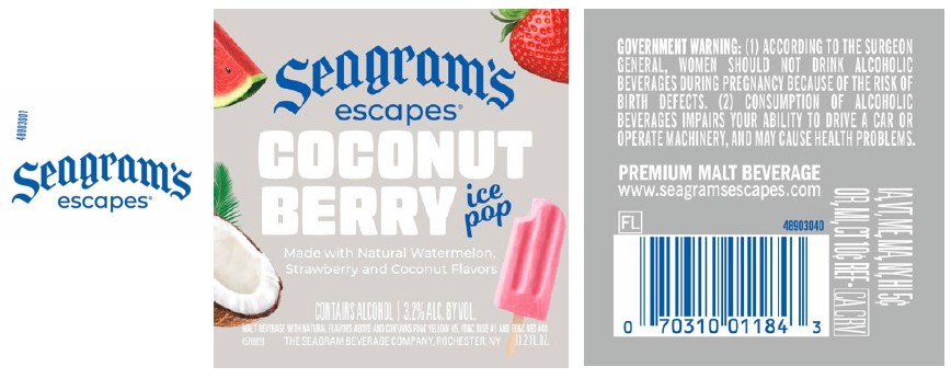 TABC label artwork for Seagram's Escapes Coconut Berry 11.2oz bottle 2026