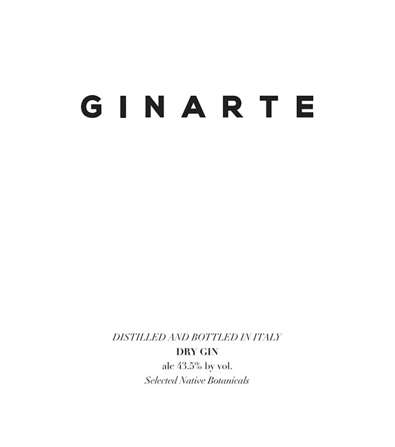 TABC label artwork for Ginarte Dry Gin