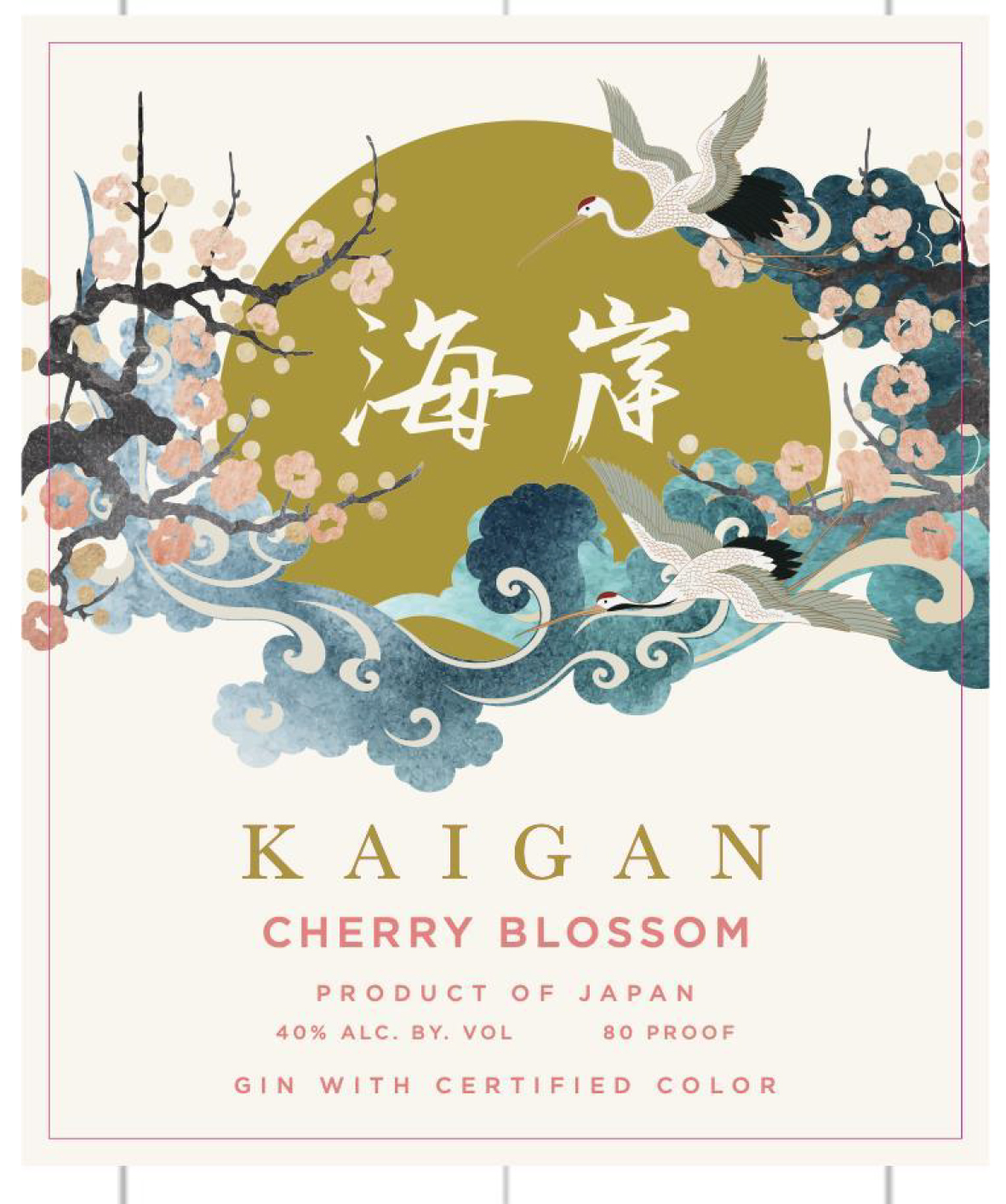 TABC label artwork for Kaigan Cherry Blossom Gin