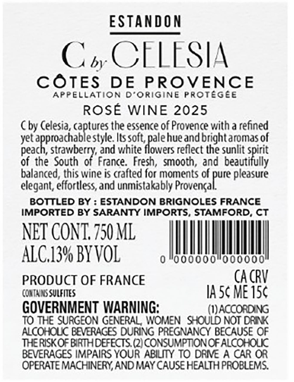 TABC label artwork for C by Celesia Provence Rose