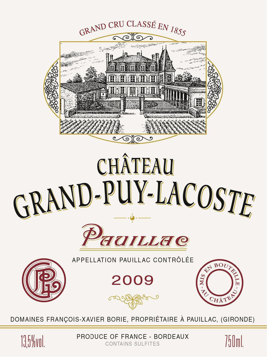 TABC label artwork for Ch Grand Puy Lacoste Pauillac
