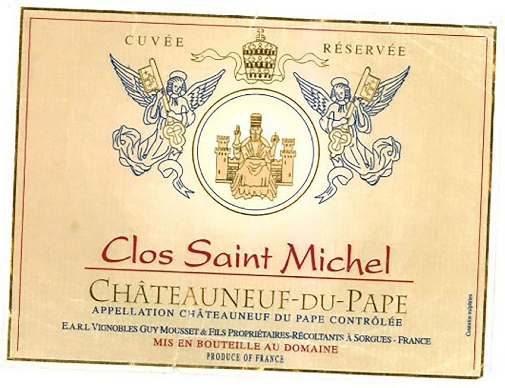 TABC label artwork for Clos Saint Michel Chateauneuf du Pape Reserve