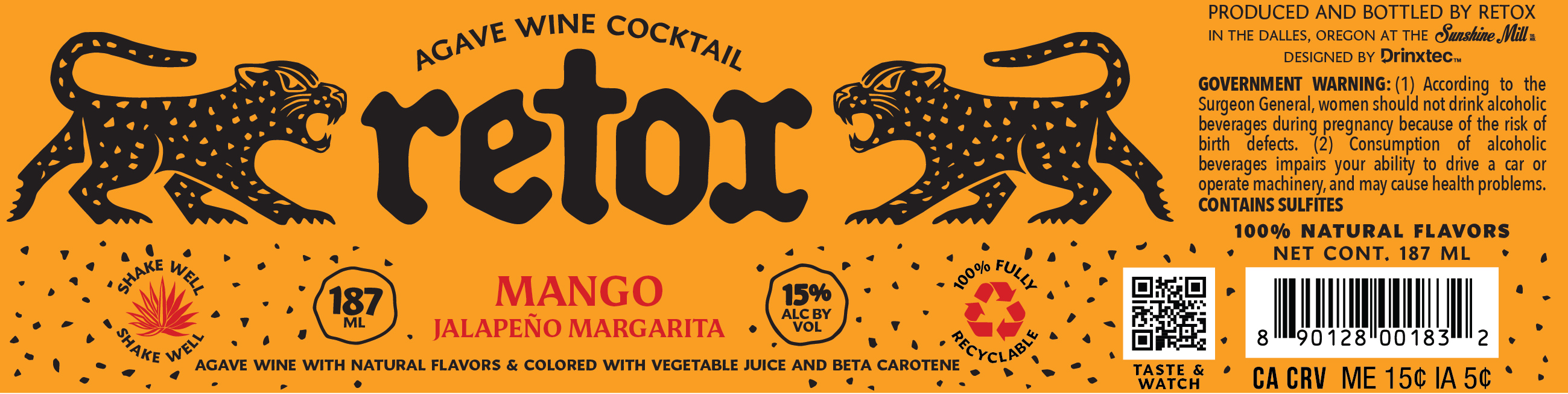TABC label artwork for RETOX MANGO JALAPENO MARGARITA