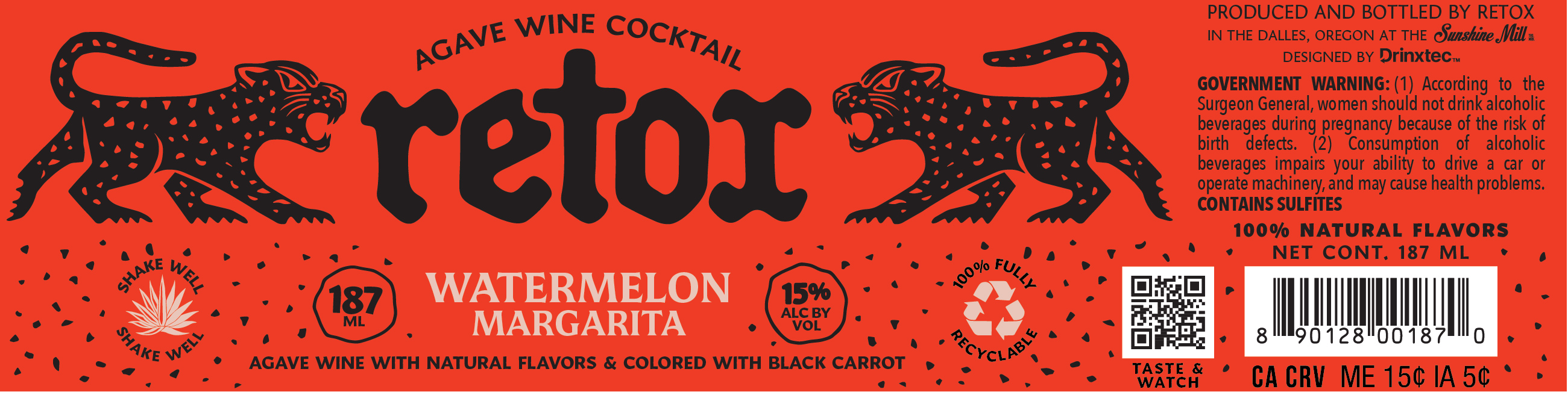 TABC label artwork for RETOX WATERMELON MARGARITA