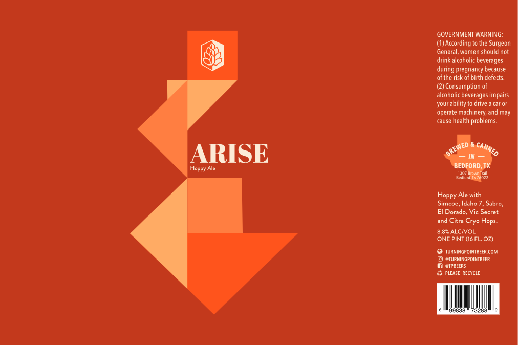 TABC label artwork for ARISE HOPPY ALE