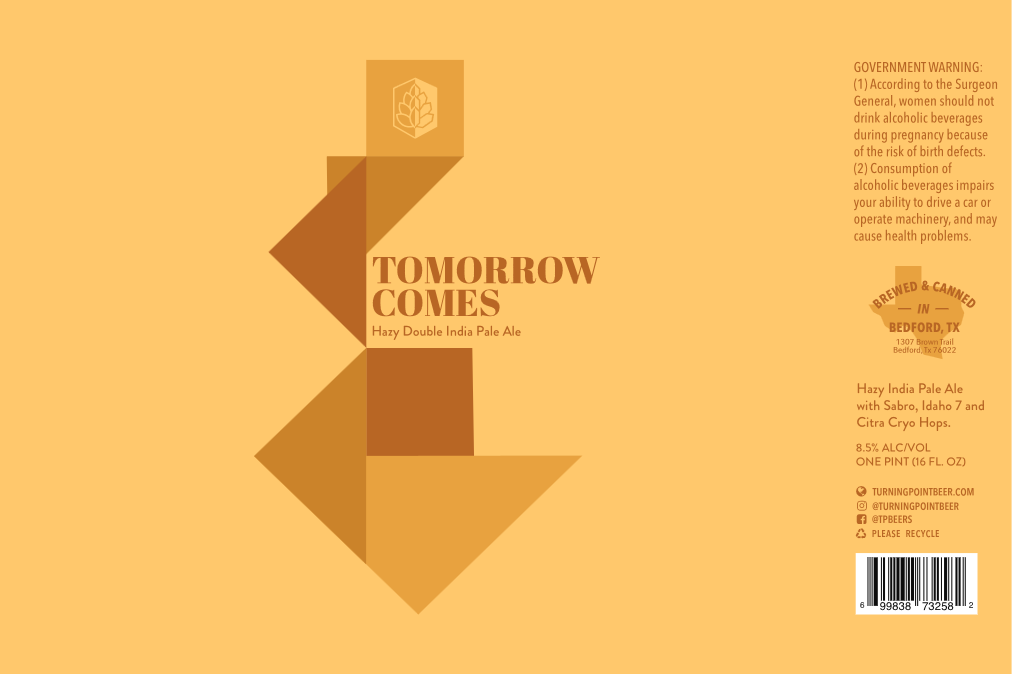 TABC label artwork for TOMORROW COMES HAZY DOUBLE INDIA PALE ALE