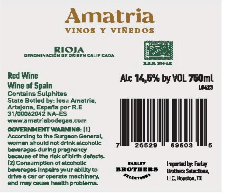 TABC label artwork for Amatria El Temblon