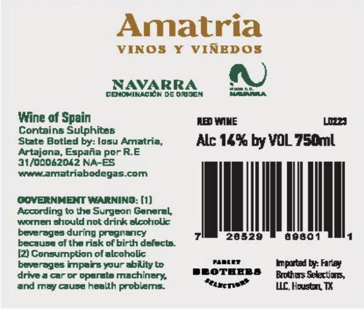TABC label artwork for Amatria Zarapuz