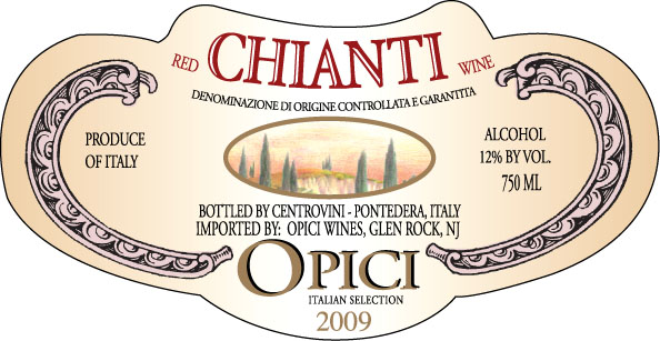 TABC label artwork for Opici Chianti Fiasco (Straw Bottle)
