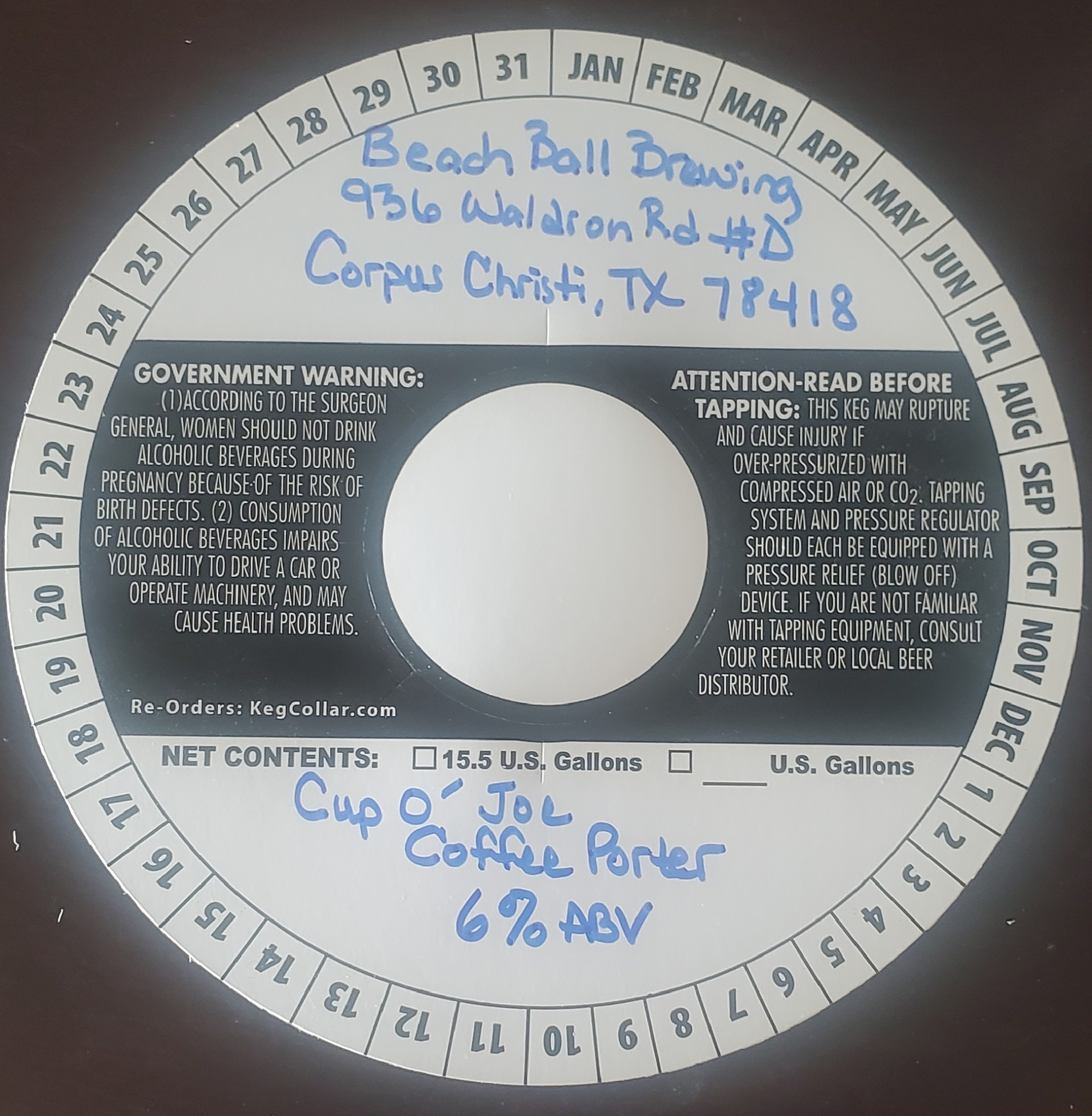 TABC label artwork for Cup Of Joe