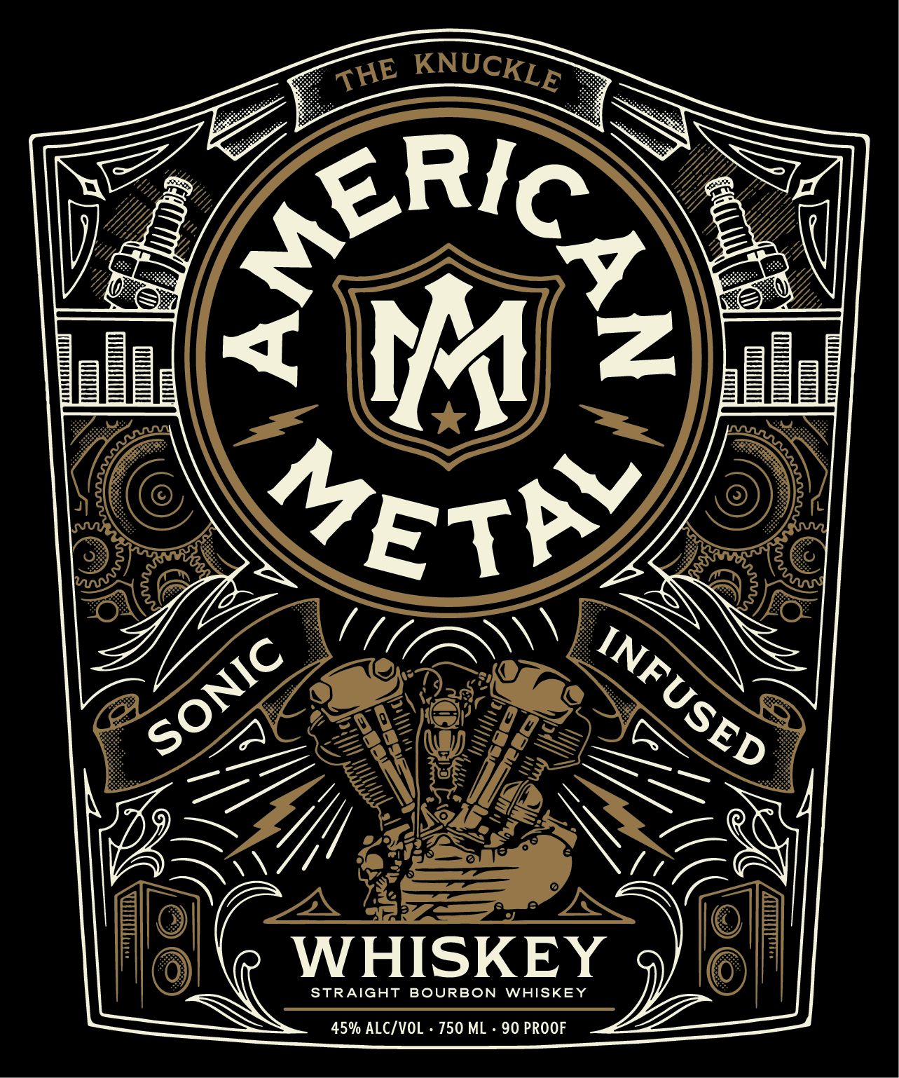 TABC label artwork for American Metal Whiskey Sonic Infused Straight Bourbon Whiskey