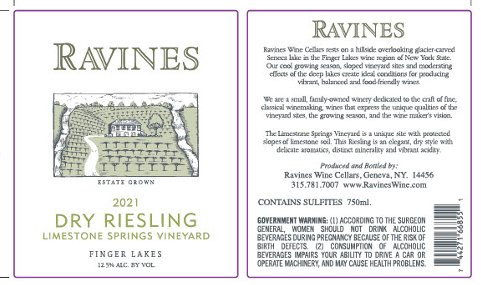 TABC label artwork for Ravines Riesling Limestone