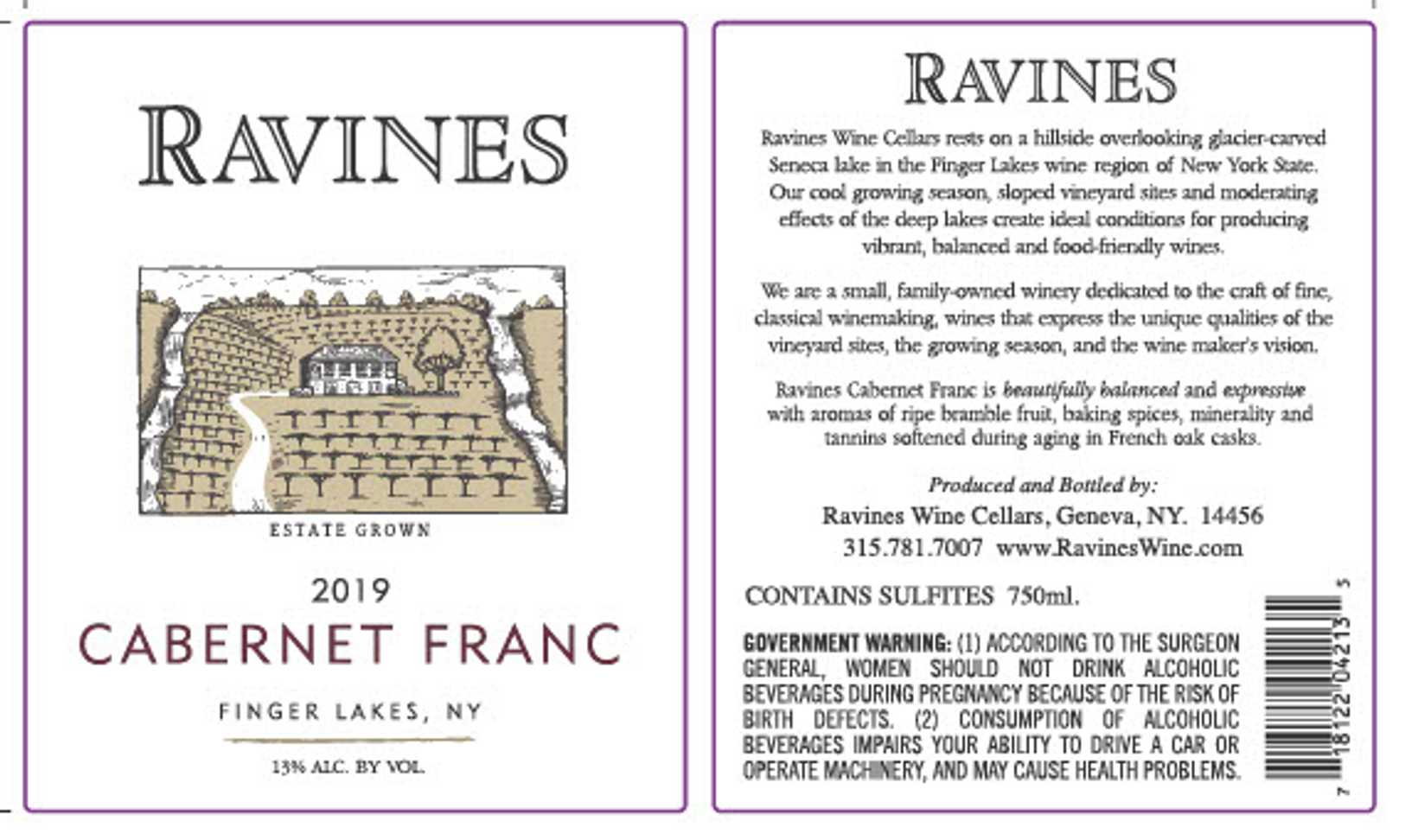 TABC label artwork for Ravines Cabernet Franc