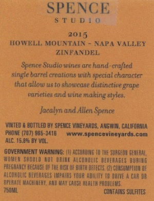 TABC label artwork for Spence Zinfandel